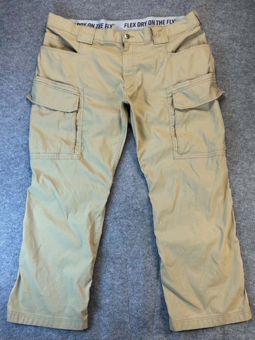 Duluth Fire Hose Cargo Pants Mens 42x28 Beige Workwear Stretch‎ Performance READ